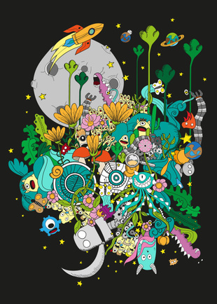 "Imaginary Land" #rocket #monsters #explore #kids #moon #aliens #robot #planets #fantasy #magical