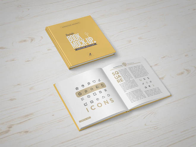 Free Photorealistic Square Book Mockup PSD