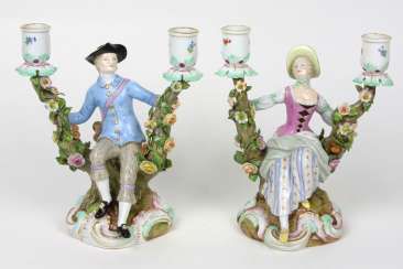 Pair of figural magnificent chandelier, Meissen, around 1860 #porcelain