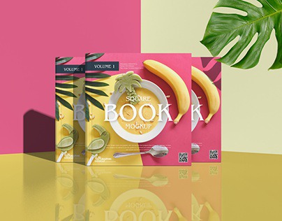 Free PSD Square Book Mockup For Title Branding