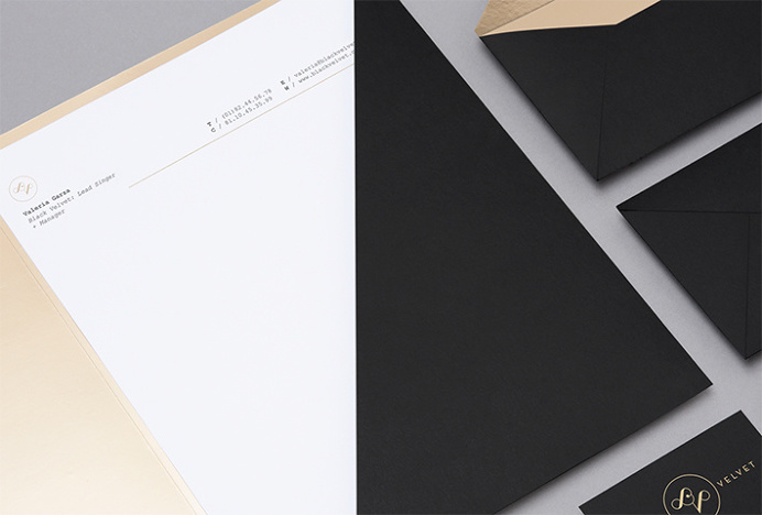 Black Velvet by NNATO #logo #mark #gold #stationary #print #business #card