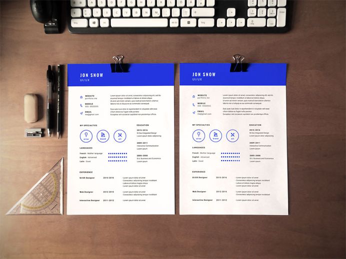 Free Blue Resume Template in PSD file Format