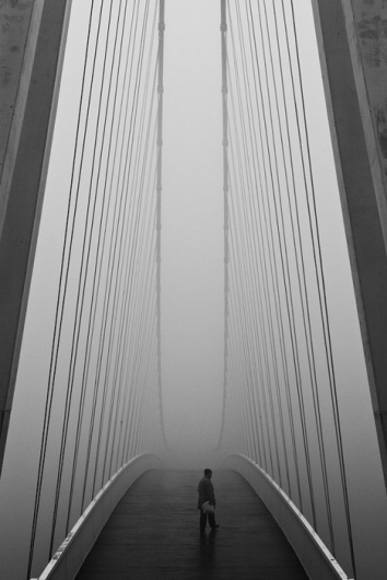 Span. - Nick Wooster #white #lines #black #geometric #photography #and #man #bridge