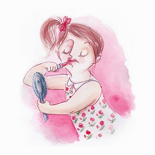 ILLUSTRATIONS FOR A BOOK GORGEOUS ON A SHOESTRING / Magdalena Koscianska, author: Leonie Piper,Â publisher: BWM Books (Australia), 2013 #make #girl #mirror #illustration #up #watercolor #lipstick #beauty
