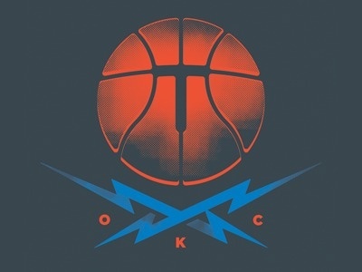 Dribbble - Ball and Crossbolts, shirt design by Blake N. Behrens #okc #city #shirt #illustration #thunder #logo #oklahoma #basketball