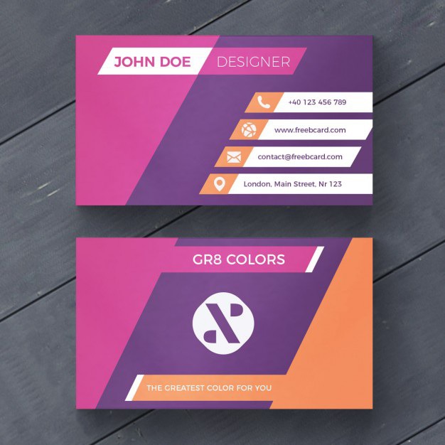 Purple and orange business card Free Psd. See more inspiration related to Logo, Business card, Mockup, Business, Abstract, Card, Template, Geometric, Office, Visiting card, Shapes, Presentation, Stationery, Corporate, Company, Modern, Branding, Visit card, Geometric shapes, Identity, Brand and Abstract shapes on Freepik.