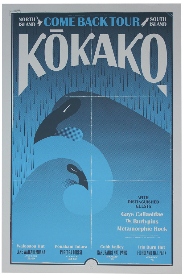 Kokako Come Back – Walter Hansen #zealand #design #screenprint #bird #poster #new