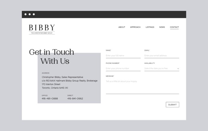 The Bibby Group Desktop Website - Contact Form