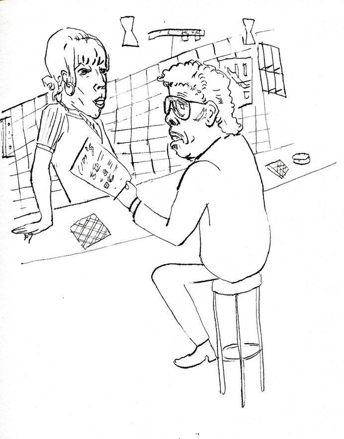 Lily Tomlin and Tom Waits in Short Cuts by Robert Altman #illustration #blackandwhite #drawing