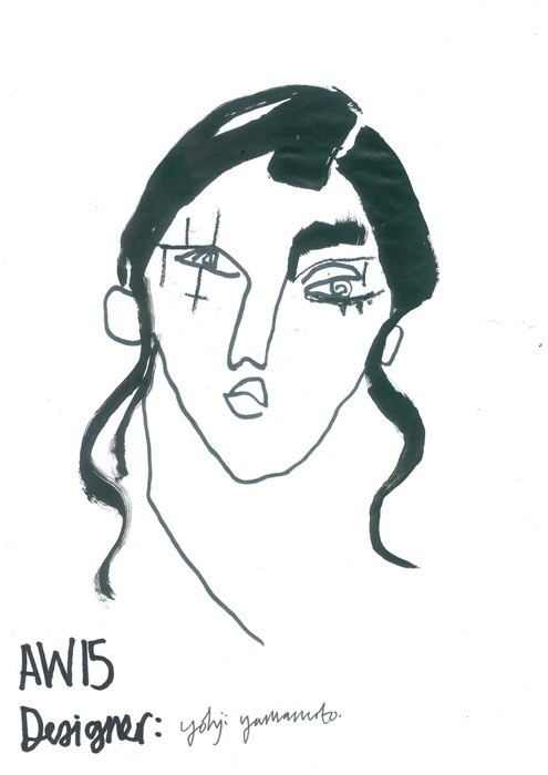 Yohji Yamamoto A/W15 #fashion #illustration #yohji