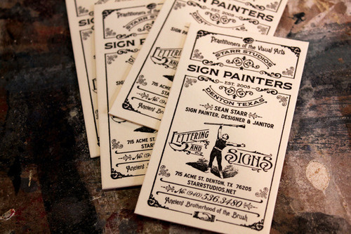 starrstudios:Just had these letterpress printed by the folks at Triple Threat Press here in Denton. Each card was printed individually by ha #type #vintage