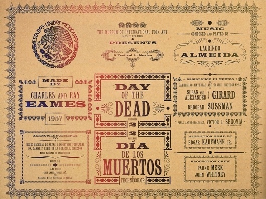 Art of the Title #1957 #title #panel #sussman #mexico #of #the #ray #day #film #dead #deborah #charles #eames