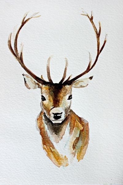 deer, painting, illustration