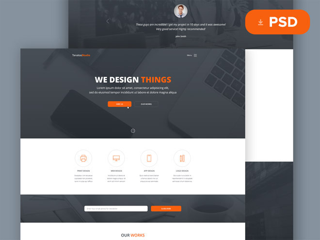 Tanatos : Free PSD Template for Startups