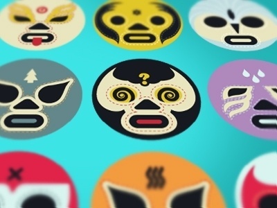 Dribbble - Luchador Icons 2 by Adam Brackney #illustration #mask #luchador