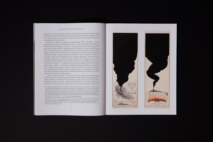 A Halo of Blackness Upon Our Heads brings together works Ahmet Doğu İpek has produced with various mediums between 2020–2022 in the context of this exhibition. Stemming from natural phenomena such as sandstorms, volcanic eruptions, landslides and sun eclipses; the paintings, drawings, installations and video works gathered here interpret by way of abstraction awe-inspiring events that excede human scale and are endowed with the capacity to dazzle or appal us.