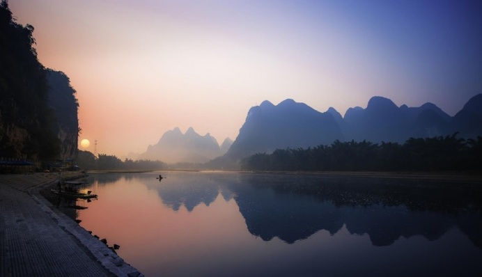 Morning Fishing at Li River by David Dai