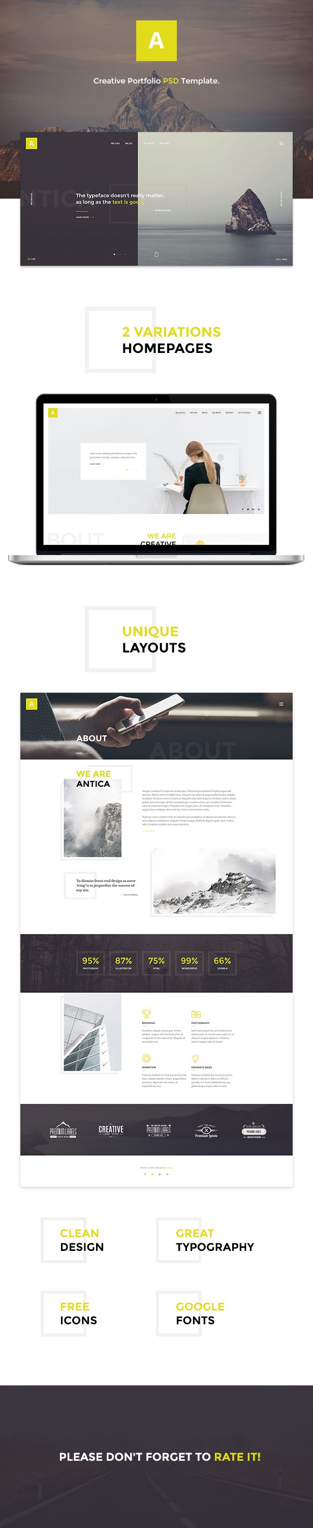 Antica — Multipurpose Business Agency & Personal Portfolio PSD Template by torbara