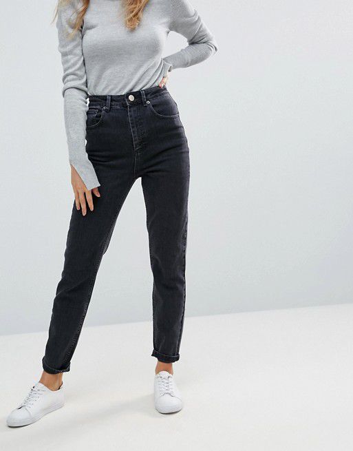 ASOS | ASOS DESIGN – Farleigh – Mom-Jeans mit hoher Taille in reinem verwaschenem Schwarz
