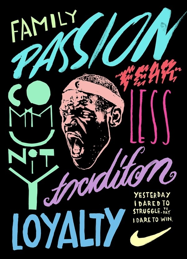 hort vs. nike #lettering #handdrawn #retro #lebron #james