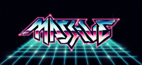 massive #lettering #retrofuturism #futurism #space #shine #scifi #metallictext #80s #chrome #logo #typo #neon