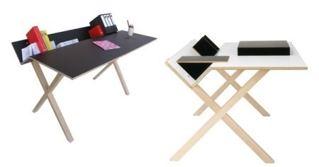 The Kant Desk incorporates a folded rear section that can be used as accessible storage area for books and files. No more cluttered desks! #interior #product #furniture #design