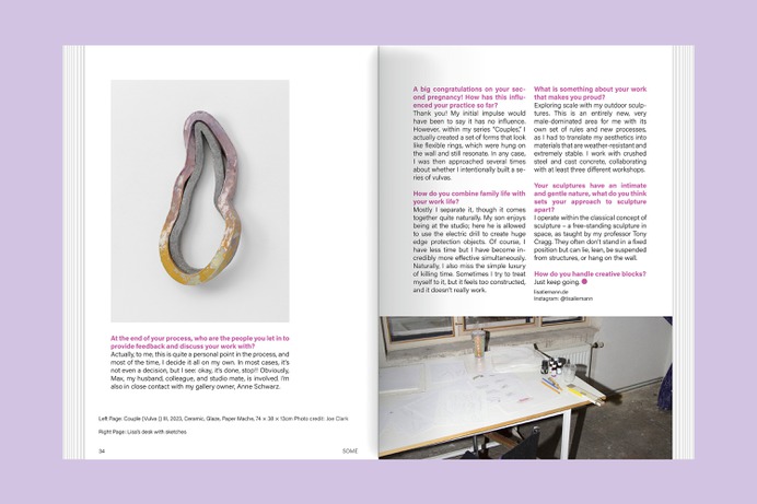 Some Magazine #18—Studio Practice delves into the concept of the artist's studio throughout history. From its origins as a legendary and fabled place in the early Renaissance to its transformation into a dynamic and adaptable space in the digital age, the artist's studio has undergone significant changes over time. 

This issue examines how artists' practices have shifted alongside with technological advancement and artistic trends. The magazine examines the concept of "studio practice" and describes how artists organize their creative processes from inspiration to presentation. This issue invites readers to explore the multifaceted nature of creative work and the diverse approaches creative practitioners pursue in shaping their artistic practice.

Since 2010, changing editorial teams of young design students research, write, and layout the bi-annual Some Magazine. It is a part of the experimental design course of Prof. Sven Völker at the University of Applied Sciences Potsdam.

Some Magazine #18—Studio Practice
A Magazine for Visual Inventors

Publisher: Slanted Publishers
Editors: University of Applied Sciences Potsdam, Prof. Sven Völker
Design & Concept: Prof. Sven Völker, Annalena Nerea Abramczik, Jade Cassidy Eder, Laura Höpke, Iuliia Krasnoperova, Eva Wilimzig
Release: May 2024
Format: 17 × 24 cm
Volume: 80 pages
Language: English 
Printing: full-color offset printing, Printmedia Solutions, Germany
Workmanship: softcover with perfect binding and hot-foil embossing
ISBN: 978-3-948440-72-5
Price: €12.– (DE)

Buy: slanted.de/product/some-magazine-18-studio-practice
