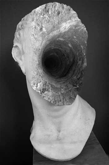 Jessica Harrison - Hole in Head, 2011 #montage #head #black #tunnel #bust #harrison #photography #jessica #collage