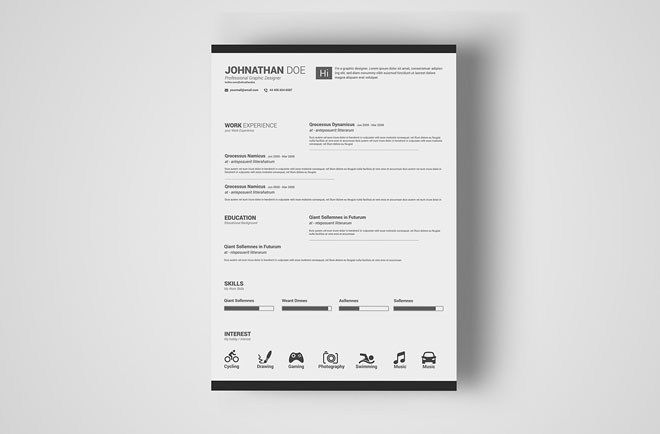 Free Simple PSD Resume Template with Elegant Design