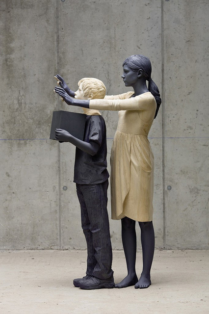 Willy Verginer's Surreal and Lifelike Sculptures | Hi Fructose Magazine #sculpture #white #girl #boy #black #cube