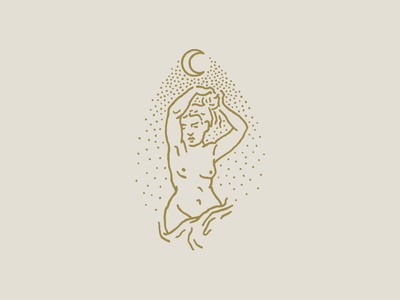 Illustration, Nude, Moon, Simple