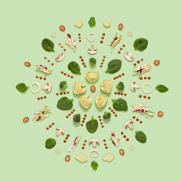 Patterned food arrangements for Panera Bread. David Chow & Haruko Hayakawa