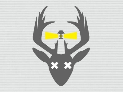 Dribbble - Deer Island Lighthouse by Todd Burton #deer #stripes #yellow #lighthouse #logo #grey