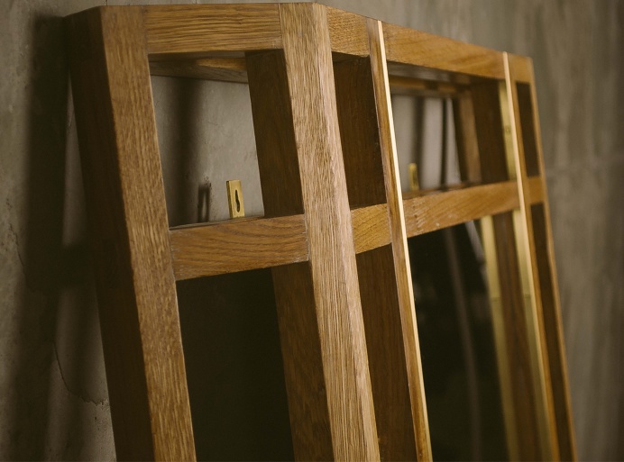 Mirror WALLOUT ZEPPELIN Fly Massive Millworks #mirror #interior #wall #oak #wood #brass #constructivism #modernism
