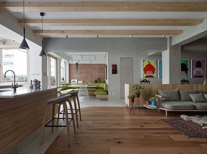 Taipei Open Flat – Wood, Redbrick, and Concrete for a German Lifestyle