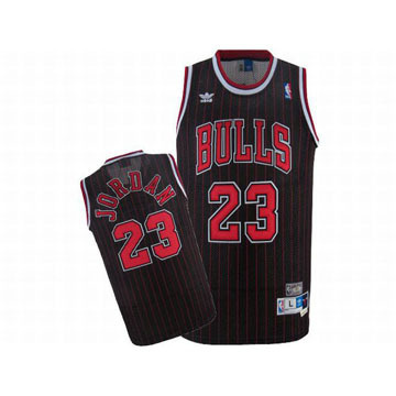 Adidas Jordan #23 Black NBA Bulls Jerseys Red Strip And Numbers