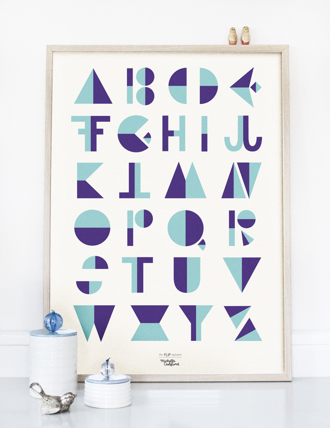#nordic #design #graphic #illustration #danish #letters #simple #nordicliving #living #interior #kids #room #poster #alphabet #flip #blue