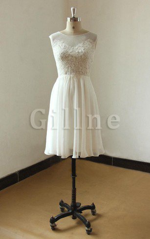 Abito da Sposa con Applique A-Line Formale E Informale in Chiffon con Manica Corte