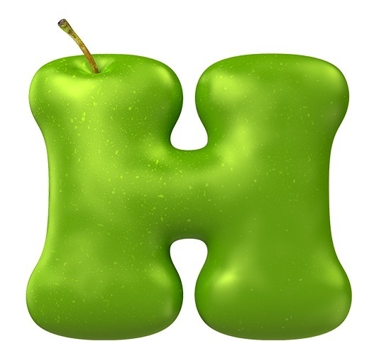 Apple Green font letter H #font #apple #hand #made