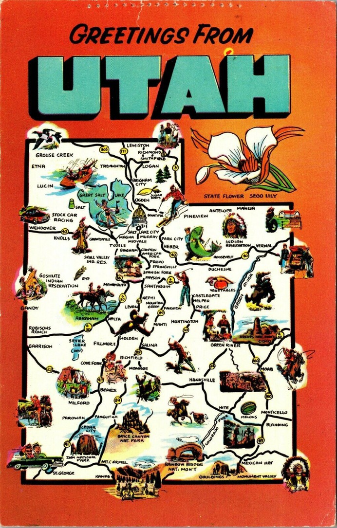 POSTCARD UT STATE Outline Greetings From Utah Vintage A1 - $5.99 | PicClick