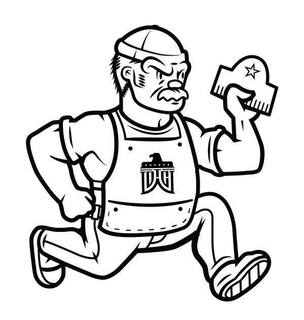 DWTCo. - Detroit Wood Type Co. Mascot #line #white #mascot #letterpress #black #cartoon #art #and #logo