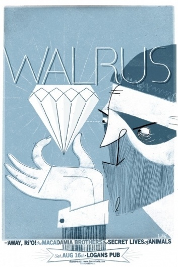 Walrus & Away, R`io! @ Logan`s Pub | Metropol Poster Shop #gig #monochrome #drawn #poster #hand