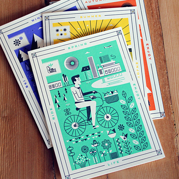 Seasons Martin Azambuja Letterpress Set #print #letterpress #postcard