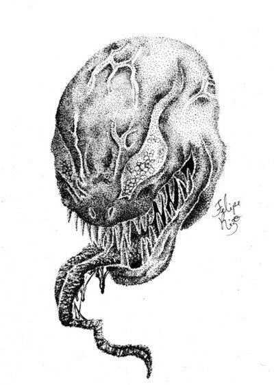 Venom by Felipe Rizo #venom #spiderman #monster #villain #comic #illustration #tongue