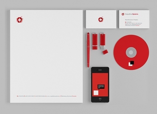 Carpathian Systemes on the Behance Network #vector #swiss #red #stationary #flag #graphic #logo #geometrical #pixels
