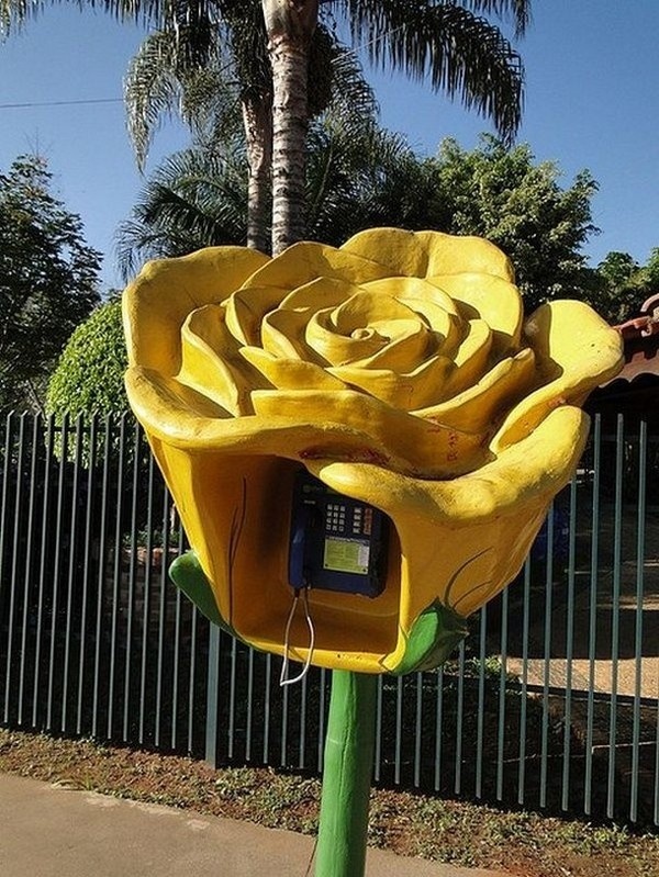 Flower art phone booth #phone #public #booth #art #street #exterior #telephone