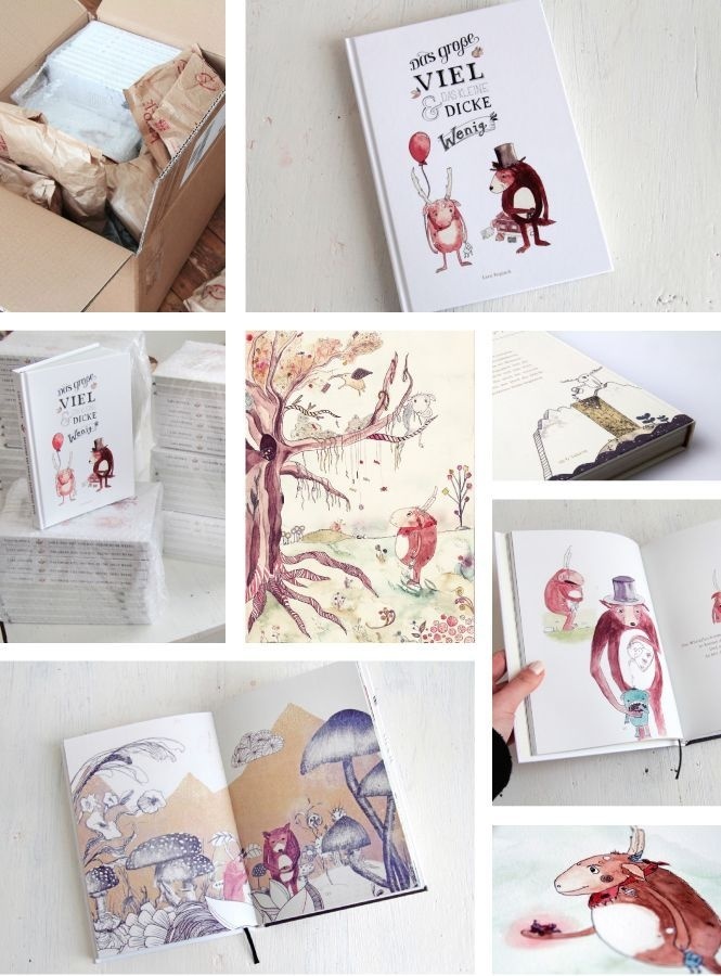 150 Seiten, gedruckt auf 170 g Bilderdruckpapier mit über 100 bunten handgemalten Aquarell-Illustrationen, mit Hardcover, einem Zeichenband #hardcover #handdrawn #childbook #monsters #illustration #aquarel #watercolor
