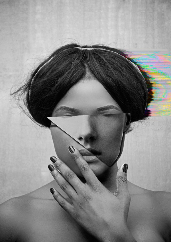 Digital Mirrors on Behance #c #color #digital #mirror #portrait #glitch #blackandwhite