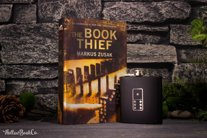 The Book Thief with black domino flask