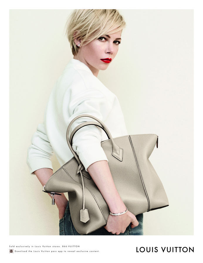 Michelle Williams, photographed by Peter Lindbergh forÂ Louis Vuitton Handbag Campaign, Spring 2014. #lindbergh #peter #photography #louis #fashion #vuitton
